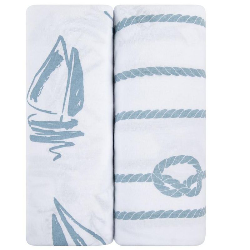 Ely's & Co. Baby Fitted Sheet  100% Combed Jersey Cotton Nautical Print, 3 of 10