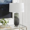 Uttermost Campa Table Lamp – 28"H Gray-Blue Ombre Glass with Crystal Accents and White Hardback Shade - 3 of 4
