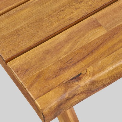 Estelle Teak Acacia Wood Farmhouse Bench with Cross Base