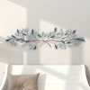 15" x 52" Metal Leaf Wall Decor with Gold Accent Blue - Olivia & May: Iron Nature-Inspired Art, Vertical Display - 3 of 4