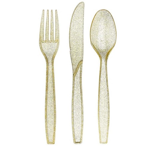 Gold plastic silverware online
