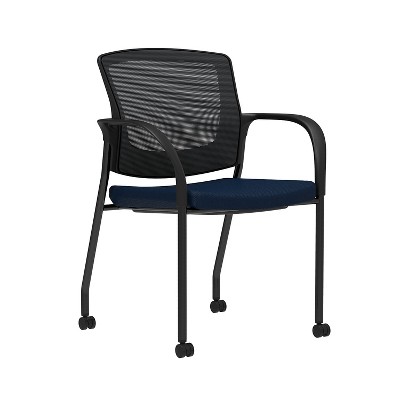 Union & Scale Fabric Guest Chair Navy Integrated Lumbar Fixed Arms 53708