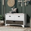 XINGHANZHENXUAN Storage Bench, Wood Shoe Bench with 2 Drawers, Removable Basket & Cushion, No Assembly Needed - 4 of 4