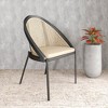 LeisureMod Dining Chair with Vinyl Fabric Seat and Wicker Backrest in Black Stainless Steel Urbane Collection - 2 of 4