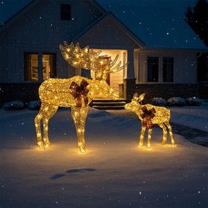 Wovenbyrd Holiday Time Set of 2 Light-Up Elk Family Christmas Decoration, - 1 of 1