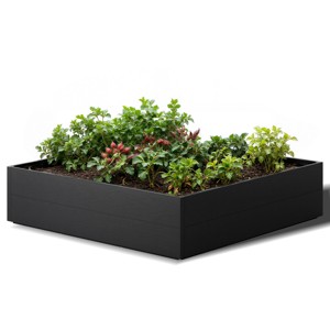 INFURNIC 4x4x1FT Raised Bed Garden Fences and Gates Garden Bed Outdoor Use, Deep Root Planter Box for Flowers, Black - 1 of 4