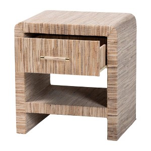 bali & pari Callan Woven Grasscloth 1 Drawer Nightstand Natural/Gold - 1 of 4