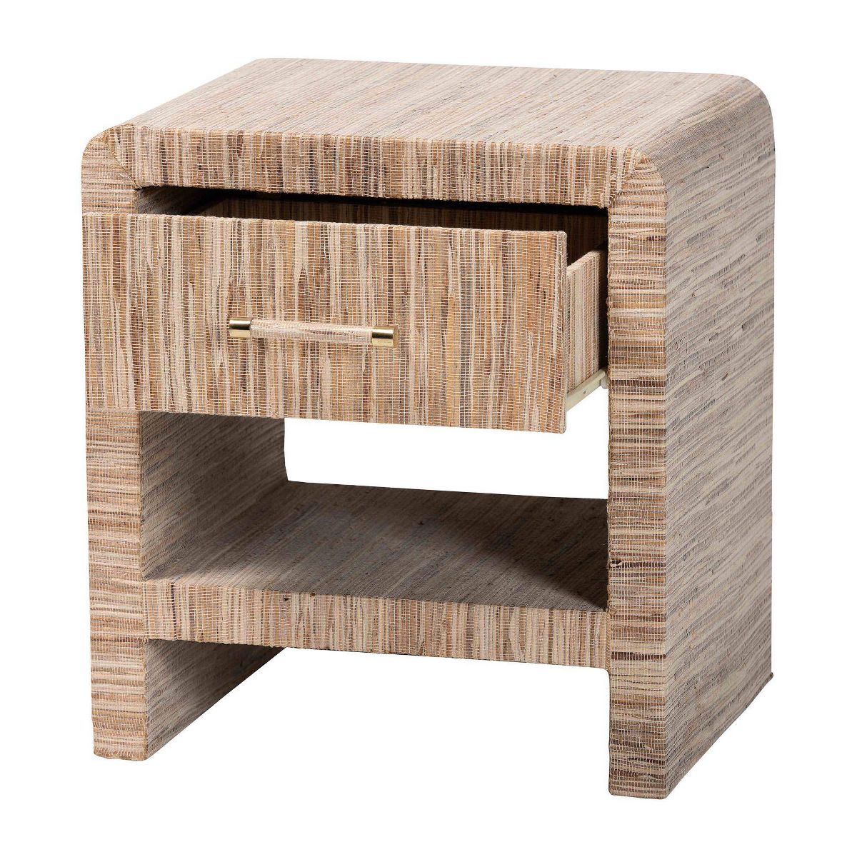 bali & pari Callan Woven Grasscloth 1 Drawer Nightstand Natural/Gold