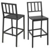 Tangkula 4 PCS Outdoor Metal Bar Stools Bar Height Dining Chairs w/ Beige Cushion - 3 of 4