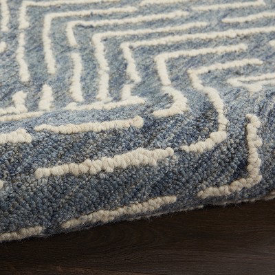 Indigo Ivory Chevron Hand-Tufted Wool 4' x 6' Area Rug