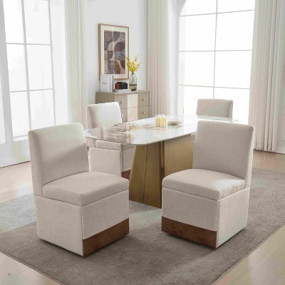 APRILSOUL 33.86“360 Degree Swivel Upholstered Dining Chairs Set of 2 Swivel Dining Room Chairs Kitchen Chairs Caster