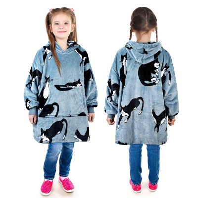 Catalonia Blanket Hoodie Sweatshirt for Kid, Fleece Snuggy Soft Wearable Blanket Pullover 4-12 Years Boy Girl Cozy Warm Gift