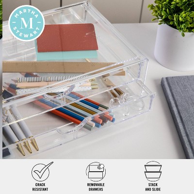 Clear Plastic Stackable Desktop Organizer with 2 Drawers