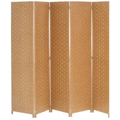 Legacy Decor 5 Panel Bamboo Woven Panel Room Divider Privacy Partition ...