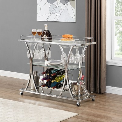 NicBex Mobile Kitchen Island Cart Metal Frame Kitchen Storage Cabinets with 3 Tier Shelves and Bottles Rack for Kitchen