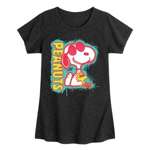 Girls' - Peanuts - Peanuts Snoopy Woodstock Fitted Short Sleeve Graphic T-Shirt - 1 of 4