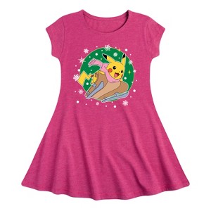 Girls' - Pokémon - Pikachu Sled Fit & Flair Cap Sleeve Dress - 1 of 2