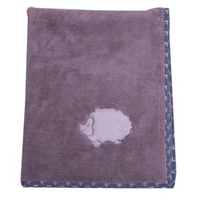 Bacati - Woodlands Grey with Grey Border Hedgehog Embroidered Baby Plush Blanket - 1 of 4