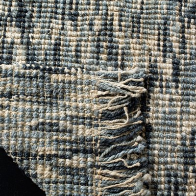 Hand-Knotted Blue/Ivory Jute 3' x 5' Easy Care Area Rug