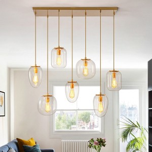 LLHZSY Gold Island Pendant Chandelier 35 2/5" Wide Modern Industrial 7-Light Fixture for Dining Room Kitchen - 1 of 4