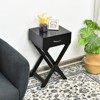 Tangkula Modern Versatile Nightstand X-shape Wooden End Table with Drawer Accent Side Table for Bedroom Black/White - 2 of 4