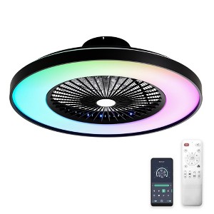 Bella Depot 23" Modern Caged Ceiling Fan with RGB LED Light Remote and APP Control - 1 of 4