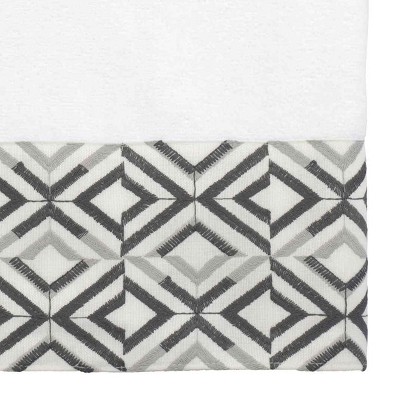 White Cotton Fingertip Towel with Geometric Embroidery