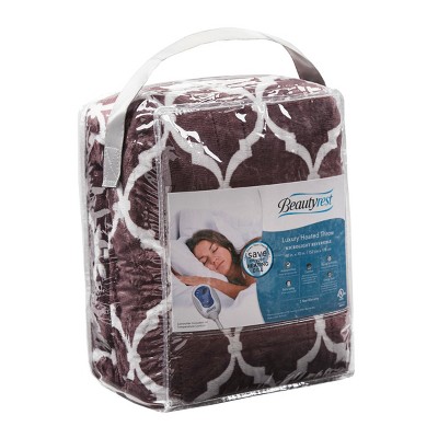 Purple Geometric Oversized Electric Heated Fleece Throw Blanket