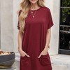 Amaryllis Women's Casual Tunic with Round Neck Short Sleeves Side Pockets Relaxed Fit Soft and Comfortable Everyday Top - 3 of 4