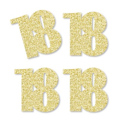 Big Dot of Happiness Gold Glitter 18 - No-Mess Real Gold Glitter Cut-Out Numbers - 18th Birthday Party Confetti - Set of 24