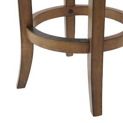 Natick Brown Rubberwood Counter Height Stool with Upholstered Seat