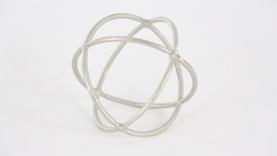 Sleek Silver Aluminum Geometric Orbs Set of 2 - Modern Elegance