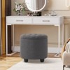 NicBex Button Tufted Round Storage Ottoman,Small Upholstered Footstool with Removable Lid,Storage Bench for Bedroom,Living Room,Vanity - 2 of 4