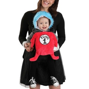 HalloweenCostumes.com One Size Fits Most   Infant Dr. Seuss Thing Velour Baby Carrier Halloween Costume Cover, Red/White/Blue - 1 of 4