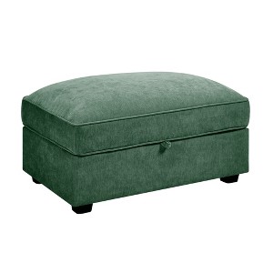 Gulches Green Chenille Ottoman - Hidden Storage (Pull-Out Drawer), Wrapped Cushion Design, for 2/3/4-Seat Sofa Sets & Modern/Nordic Interiors - 1 of 4