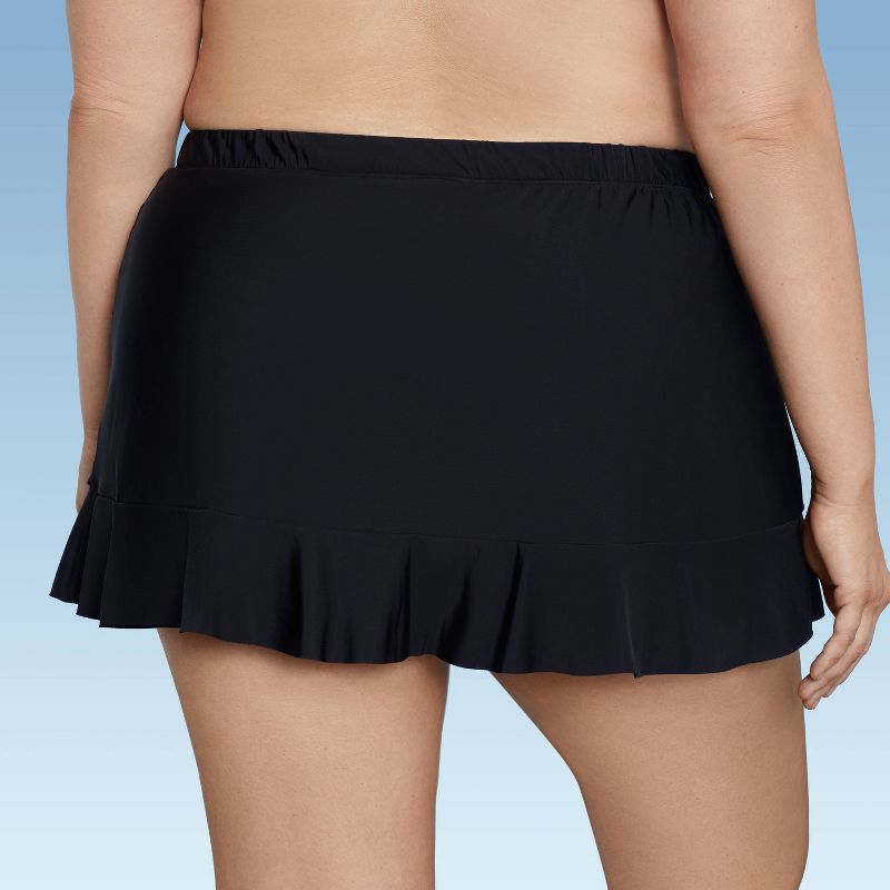Women's UPF 50 Ruffle Swim Skirt - Aqua Green® Black, 2 of 6