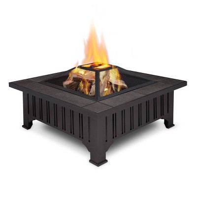 Gray Wood-Burning Free-Standing Square Fire Pit