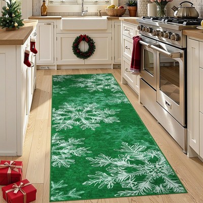 Christmas Washable Rug Area Rugs for Living Room Snowflake Non Slip Throw Rugs Modern Large Rugs for Bedroom Low Pile Soft Non Shedding Carpet