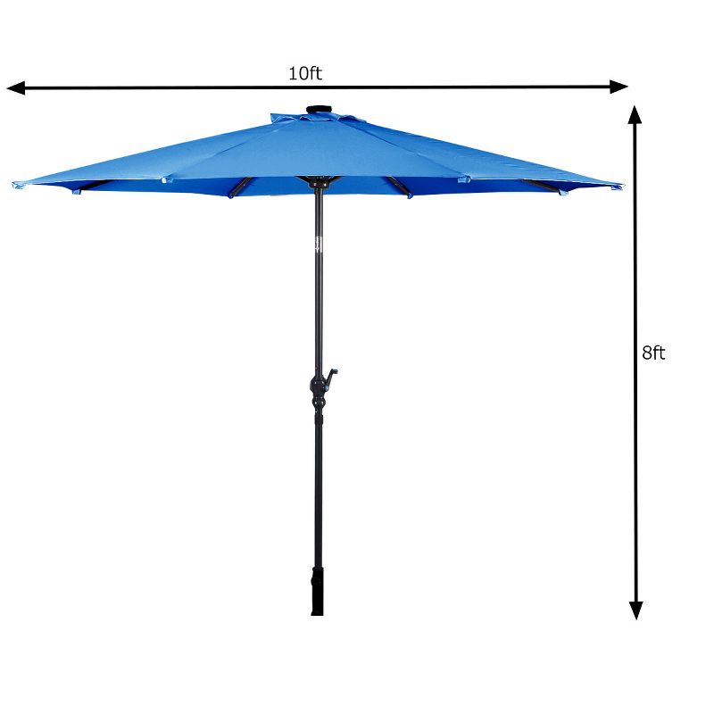 Costway 10FT Patio Solar Umbrella LED Patio Market Steel Tilt W/Crank Outdoor OrangeBlue New, 4 of 10