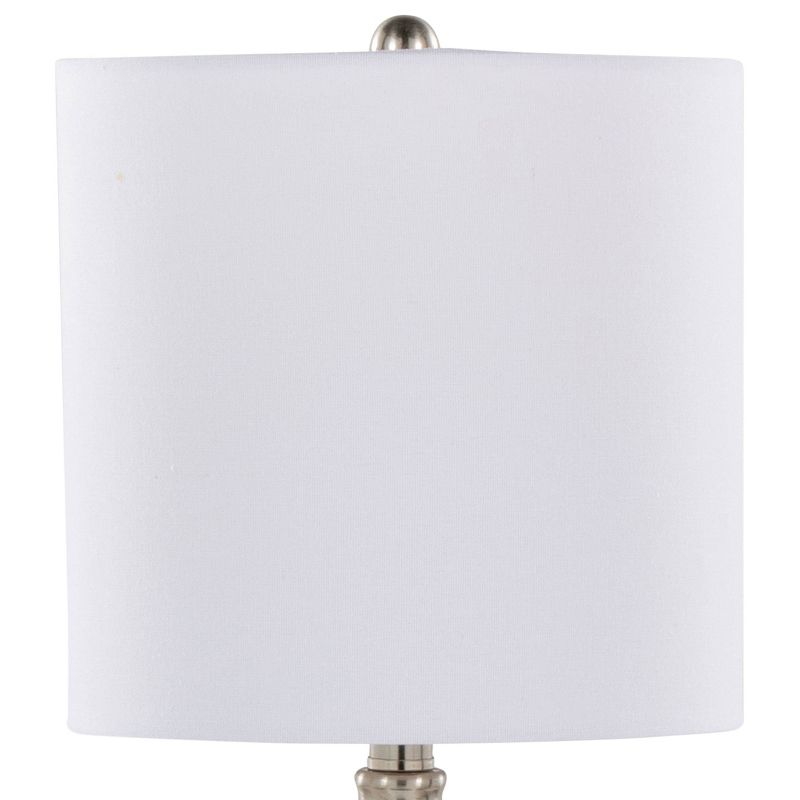 LumiSource (Set of 2) Belle 20&#34; Contemporary Glass Accent Lamps Sapphire Blue Glass Brushed Nickel and White Linen Shade from Grandview Gallery, 5 of 8