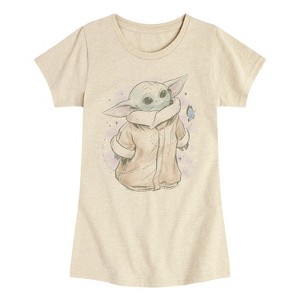 Girls' - The Mandalorian - Grogu Tonal Washed Fitted Short Sleeve Graphic T-Shirt - 1 of 3