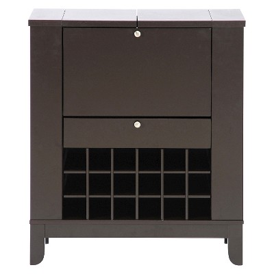 Modesto Modern Dry Bar And Wine Cabinet - Dark Brown - Baxton Studio