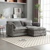 76.77'' Chenille Double Sofa with Removable Armrests L-Shaped Sectional Sofas, Footstool, and Convenient Side Pockets - 2 of 4