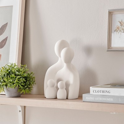 Cream Ceramic Abstract Family Sculpture Set, 10" Tall