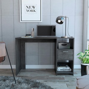 INFURNIC Desks Writing Computer Desk with One Drawer Two Shelves and Spacious Work Surface, Grey, 17.04"*43.3"*28.7" - 1 of 4