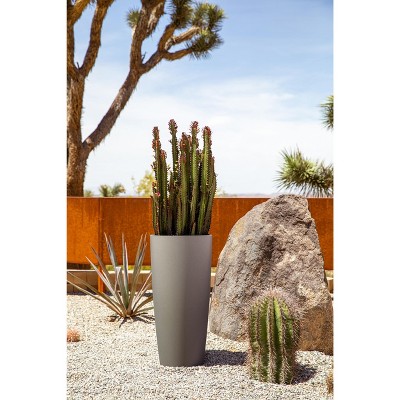 Selena Modern Textured 28" Gray Plastic-Stone Planter