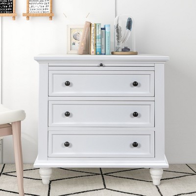 NicBex Retro Small 3-Drawer Dresser Cabinet Nightstand with Pull-Out Tray,Wooden Chest of Drawers for Bedroom,Living Room,Hallway