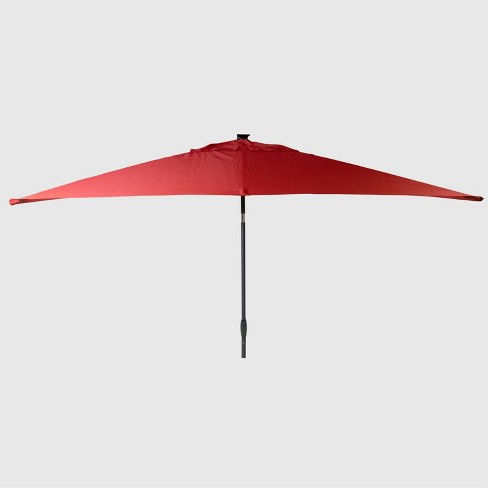 10 X 6 Rectangular Solar Patio Umbrella Duraseason Fabric Red Black Pole Threshold Target