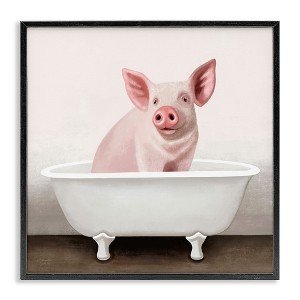 Stupell Industries Pink Farm Pig in Country Bath Tub, 17" x 17" - 1 of 4