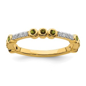 Black Bow Jewelry 2mm 14k Yellow Gold Peridot & .08 Ctw Diamond Stackable Band - 1 of 4
